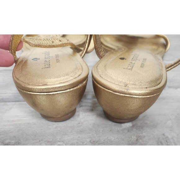 Kate Spade Women's Sz. 8 Becca Gold Braided Small Wedge Sandals - Picture 3 of 7